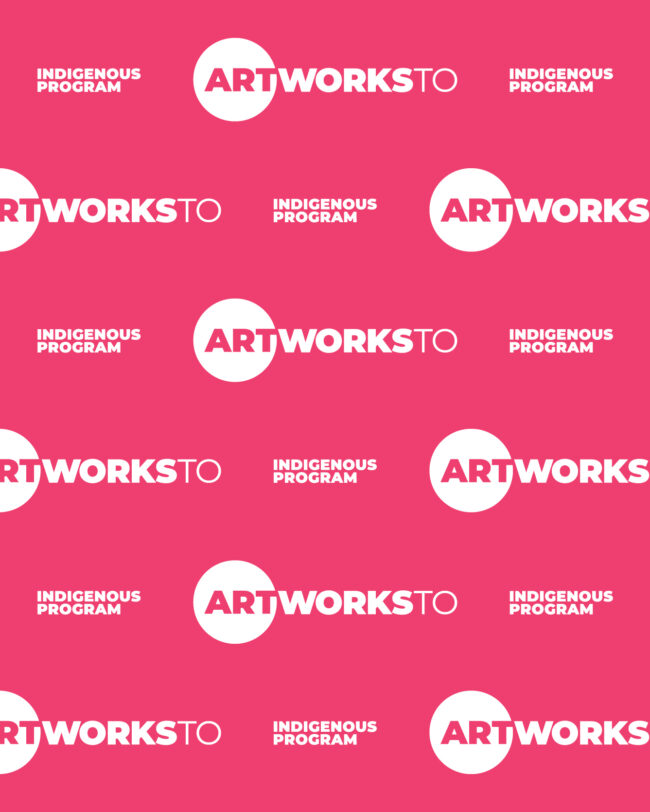 A step-and-repeat of the ArtWorksTO Indigenous program logo