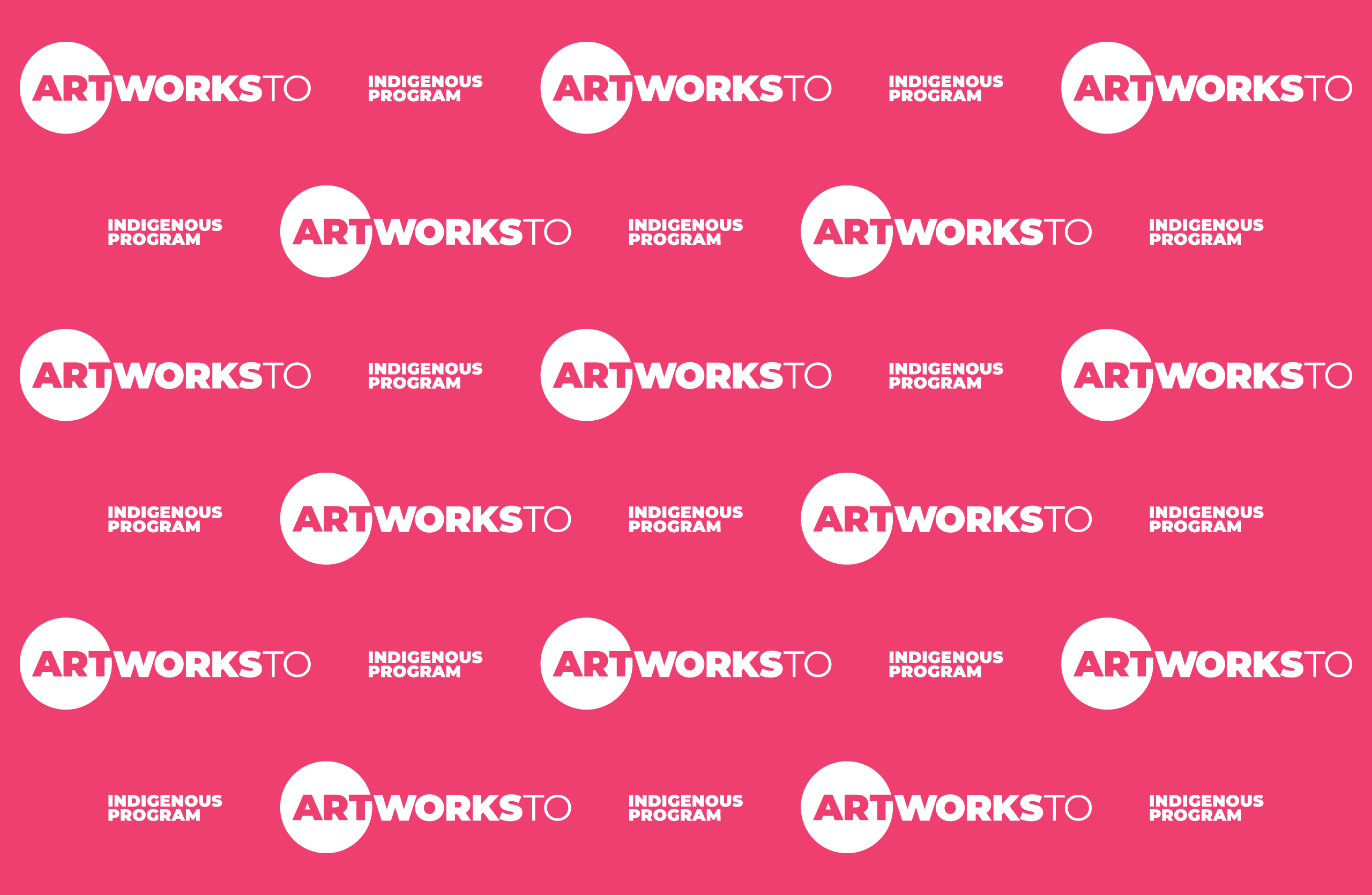 A step-and-repeat of the ArtWorksTO Indigenous program logo