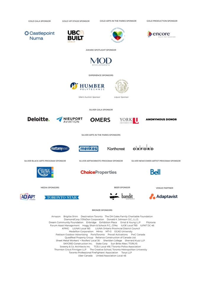 A list of evening and gala sponsors' logos.