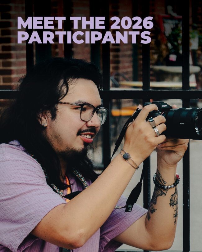 A person takes a photo with a DSLR Camera. Text: Meet the 2026 Participants.