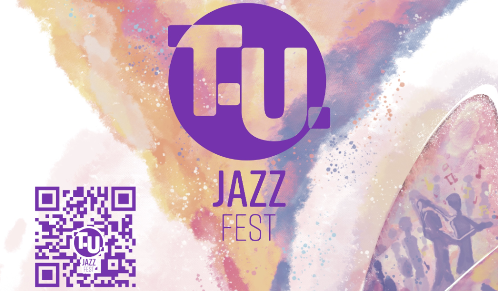 T.U. Jazz Fest logo with a QR code that links to the same URL available on this webpage.